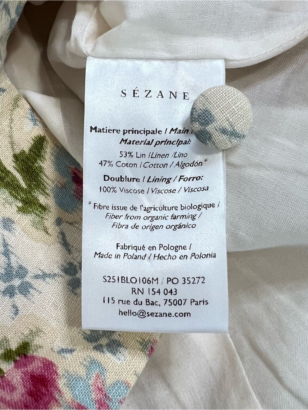 Sézane Floral Linen Vest Top & Skirt Set Zelinda Malia Cream Pink Sz 34 36 US 4 - Picture 11 of 13